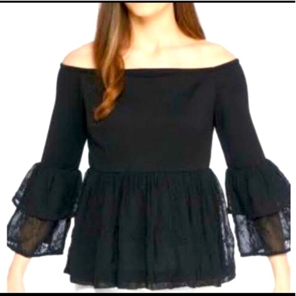 Kaari Blue Black off the shoulder shirt size 1X - Picture 1 of 8